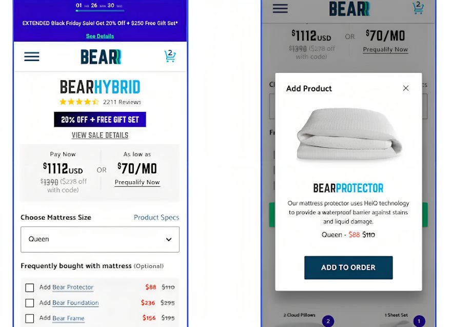 Bear Mattress cross sell flow